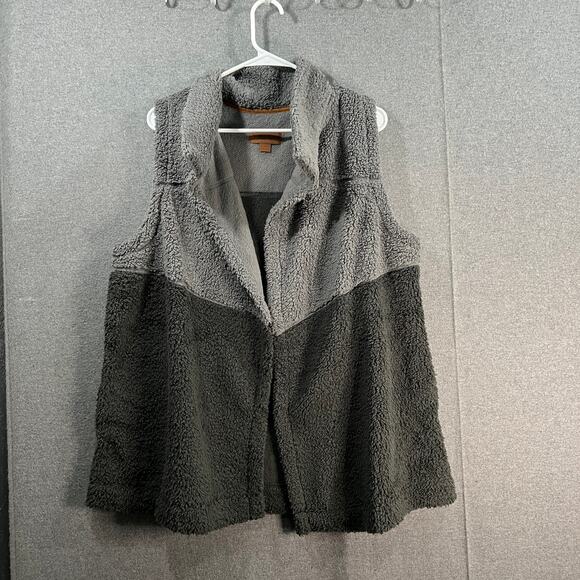 Koolaburra by UGG Brushed Back Sherpa Vest Castlerock Grey Size Large - Picture 1 of 10